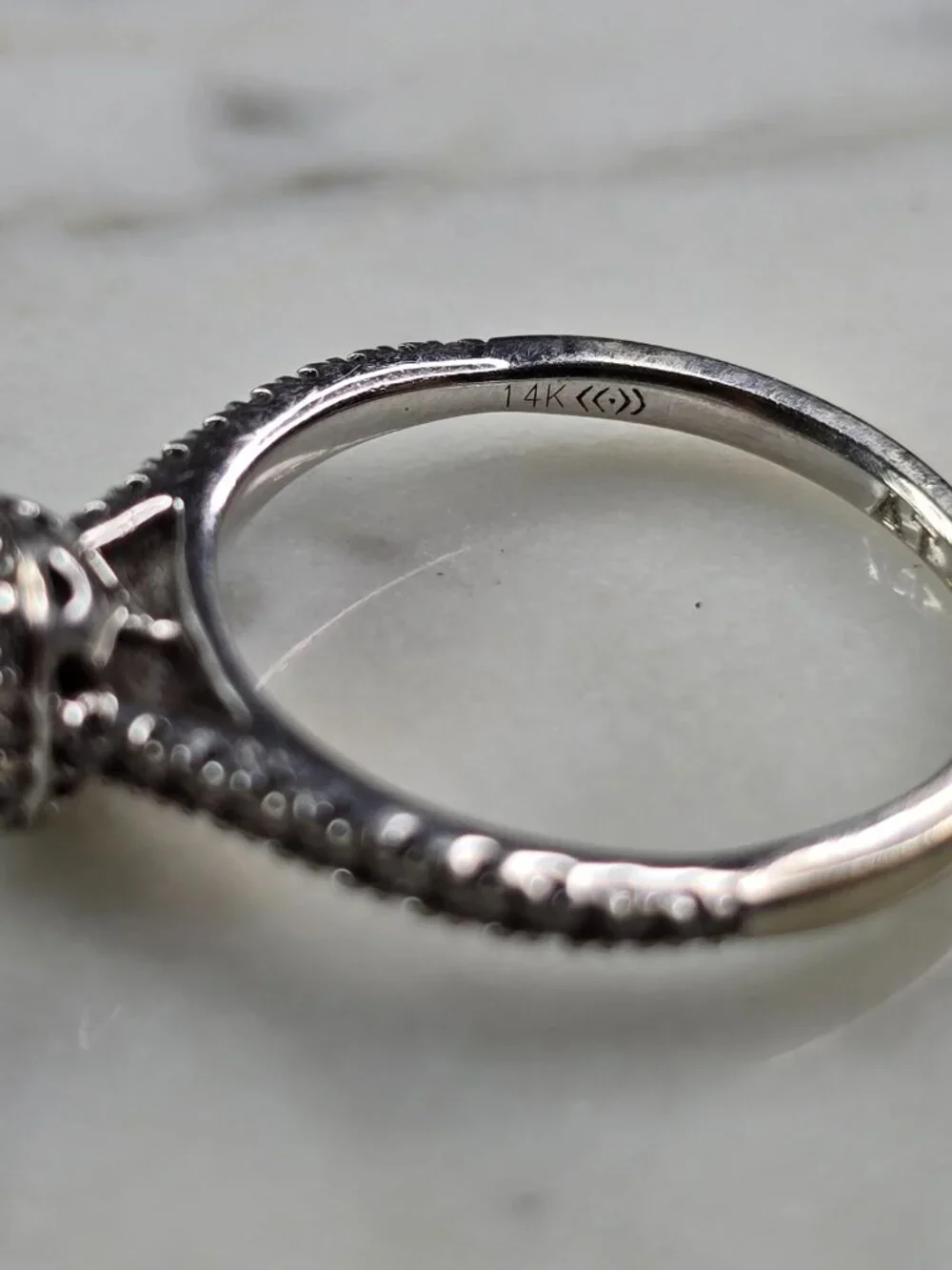 Womens Estate 14k White Gold Lab Diamond Ring 2.6g #E5756